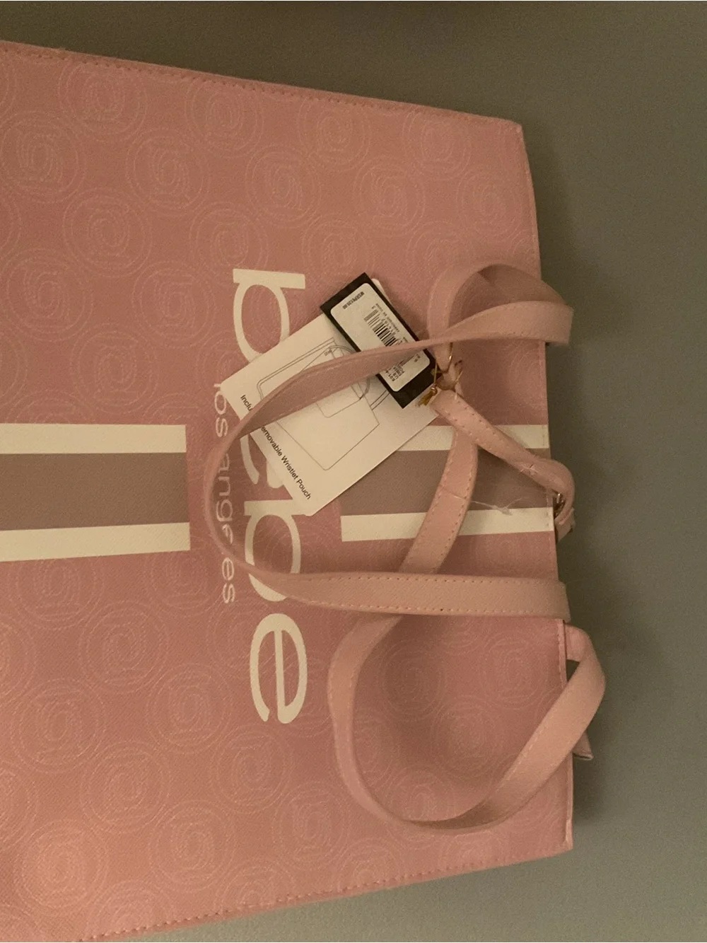 bebe Pink Tote with Logo Stripe